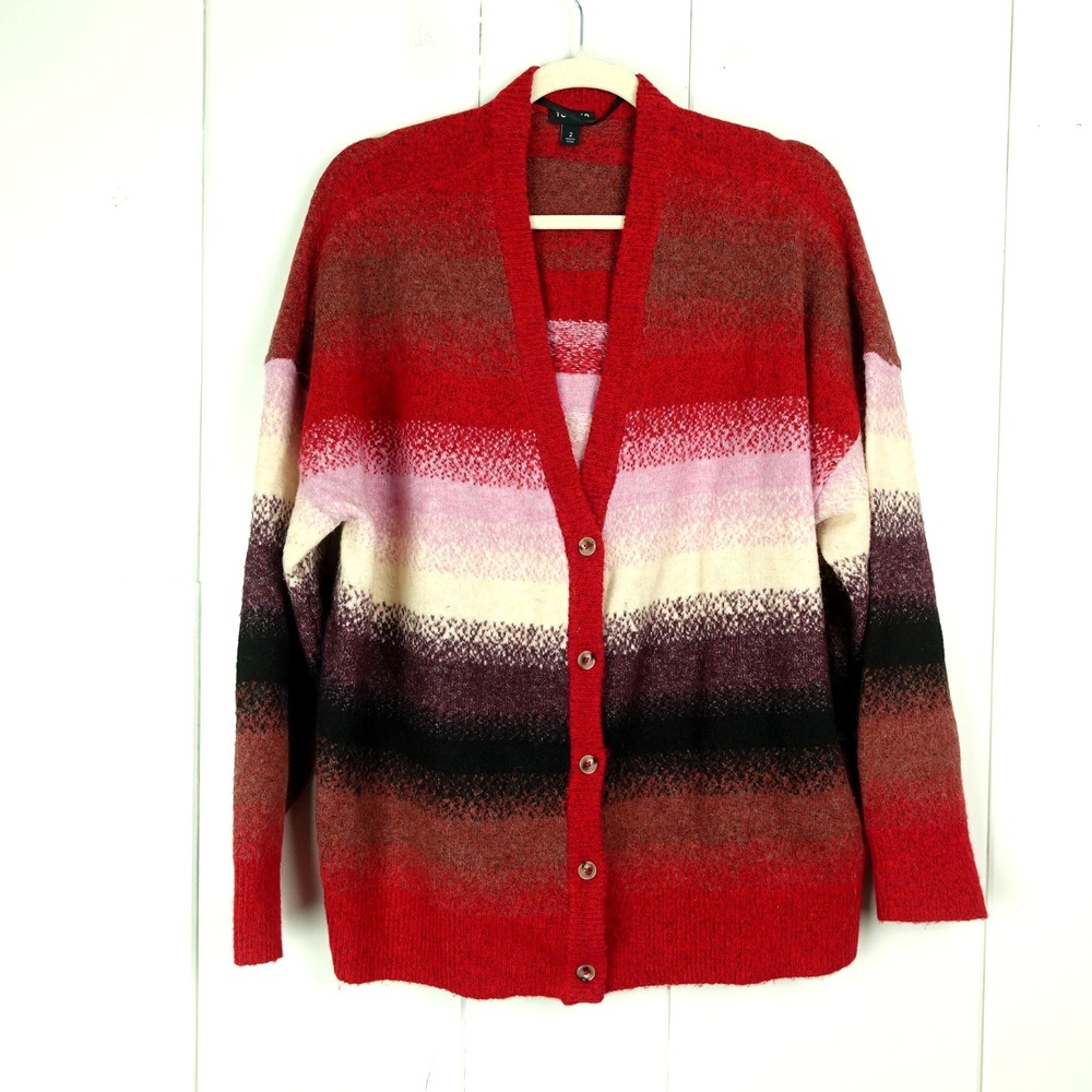 Torrid Cardigan Sweater Womens SZ 2 US 2X Button Up Striped Boho Fall Modern